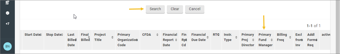 Screenshot showing the location of Primary Fund Manager column