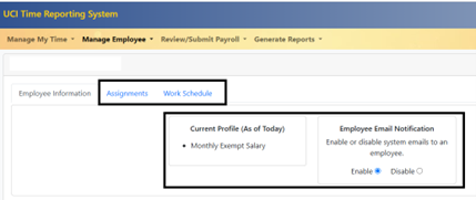 assignment work schedule options