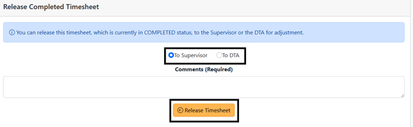 Select Return timesheet